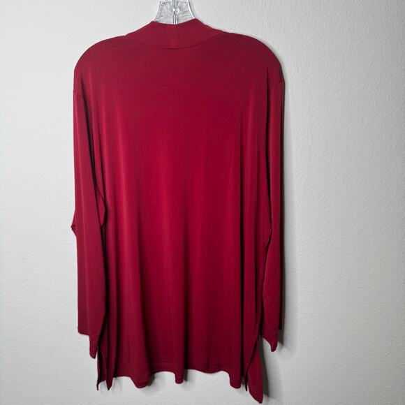 Susan Graver Every Day Liquid Knit 3X Petite Red Mock Neck Tunic Top - Picture 4 of 8